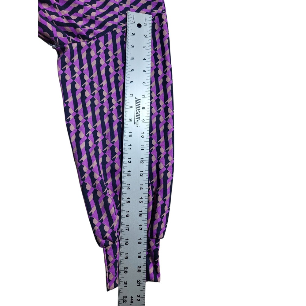 Liz Claiborne Blouse V-Neck Long Sleeve Tie Waist Purple Pattern 0X - Picture 3 of 5